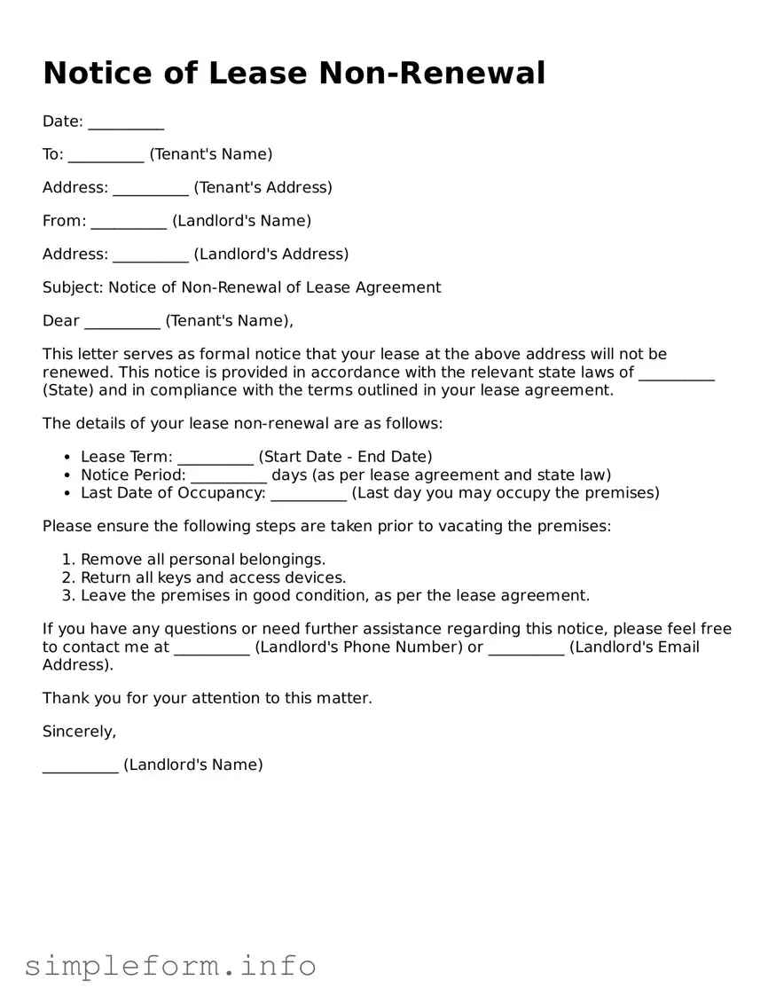 Attorney-Approved Notice of Lease Non-Renewal Document