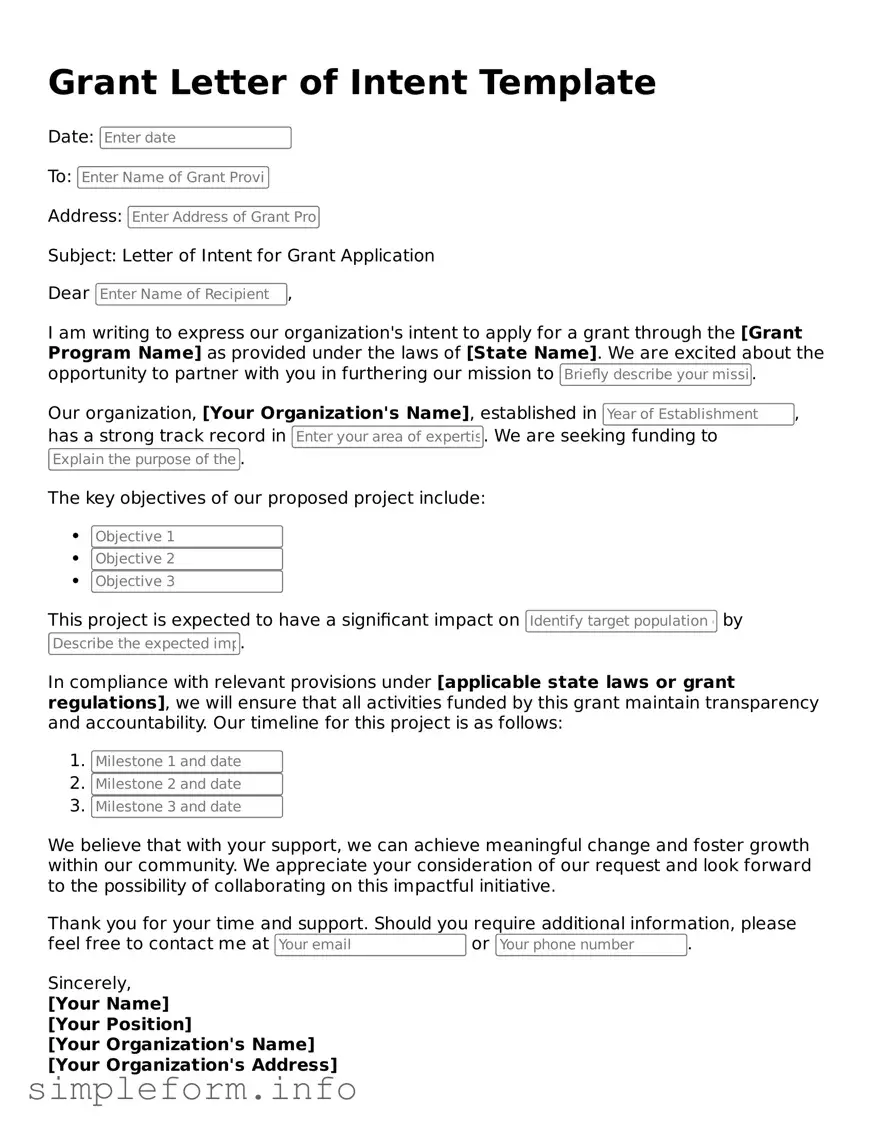 Attorney-Approved Grant Letter of Intent Document