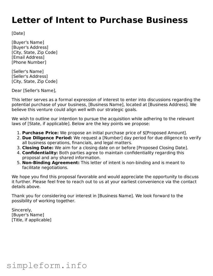 Attorney-Approved Letter of Intent to Purchase Business Document