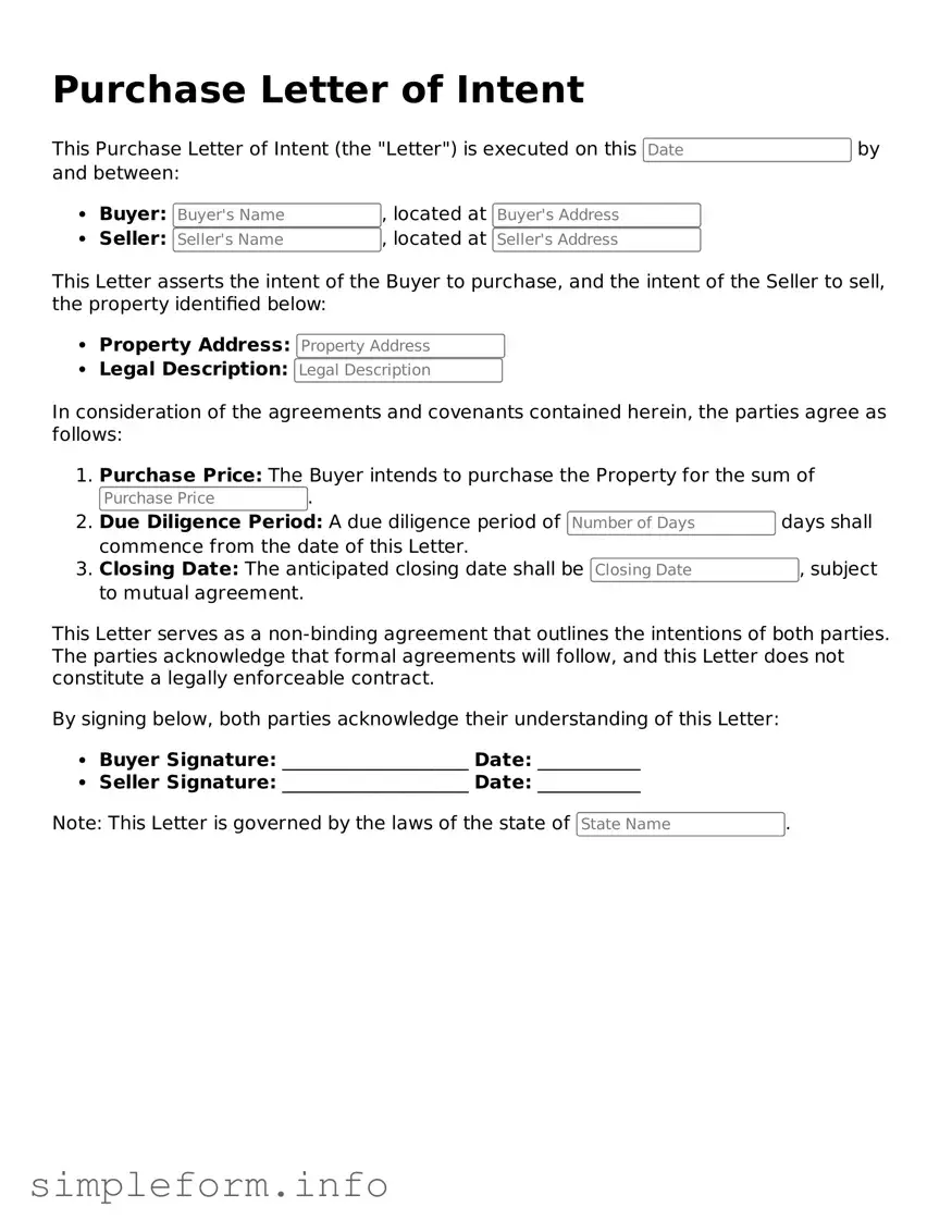 Attorney-Approved Purchase Letter of Intent Document