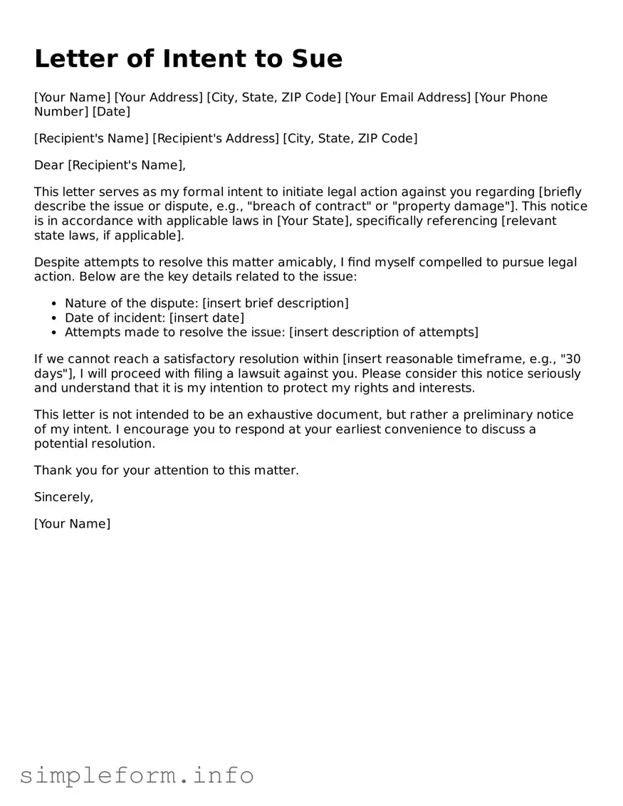 Attorney-Approved Letter of Intent to Sue Document