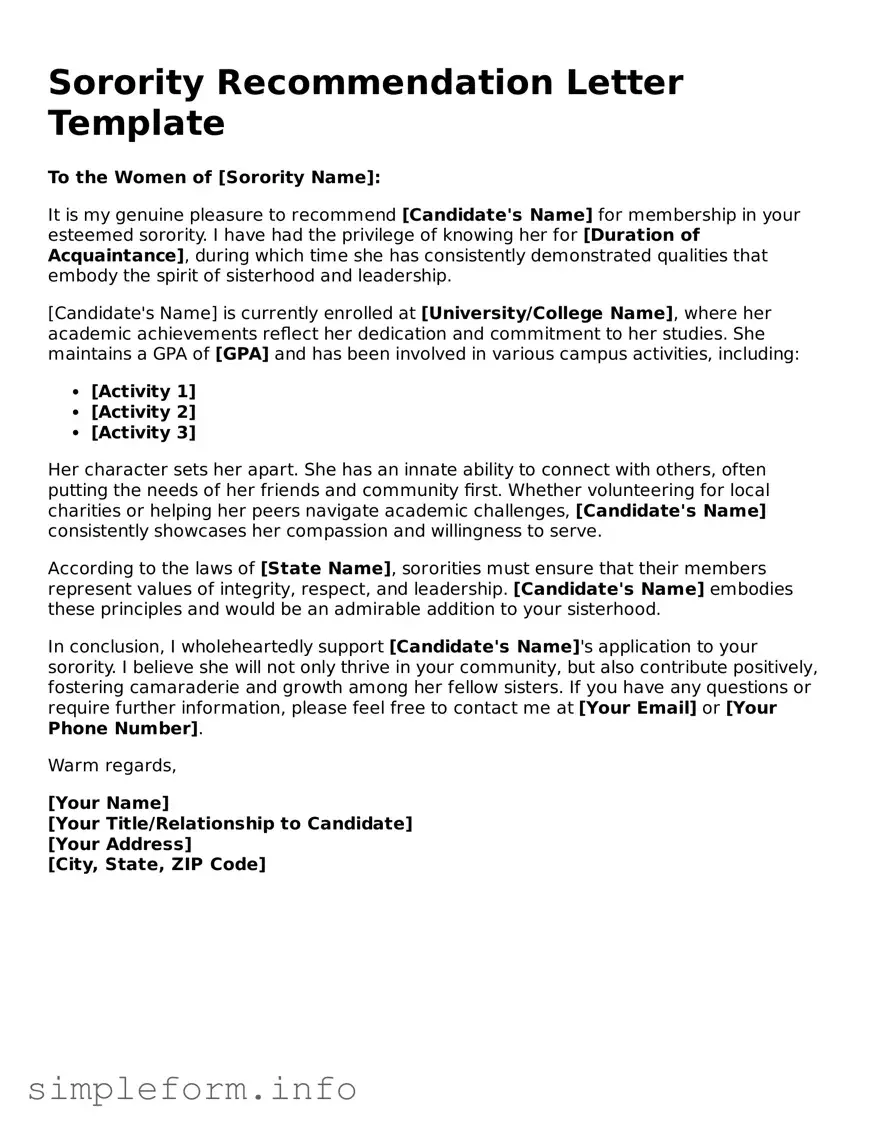 Attorney-Approved Sorority Recommendation Letter Document
