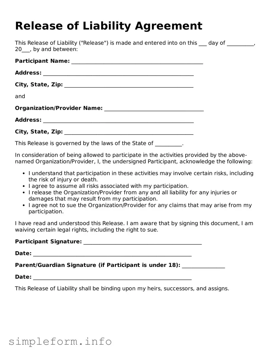 Attorney-Approved Release of Liability Document
