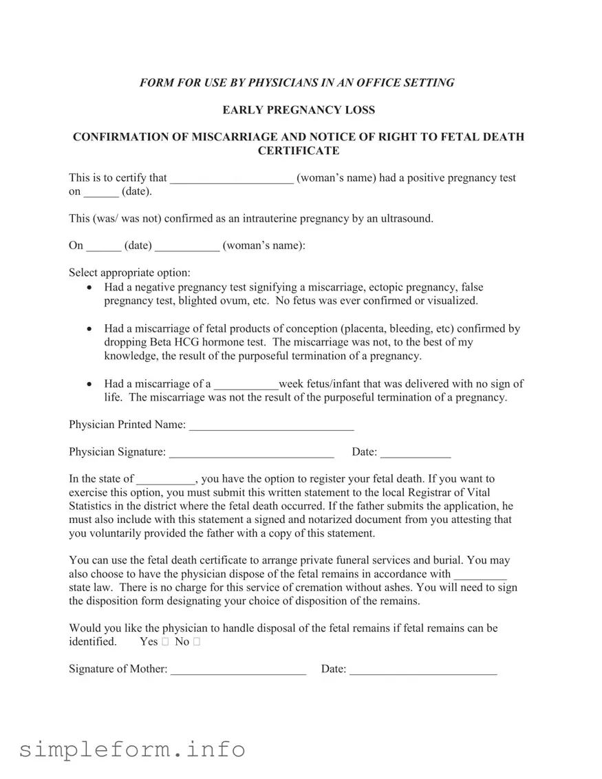 Fill Out a Valid Miscarriage Discharge Paper Form