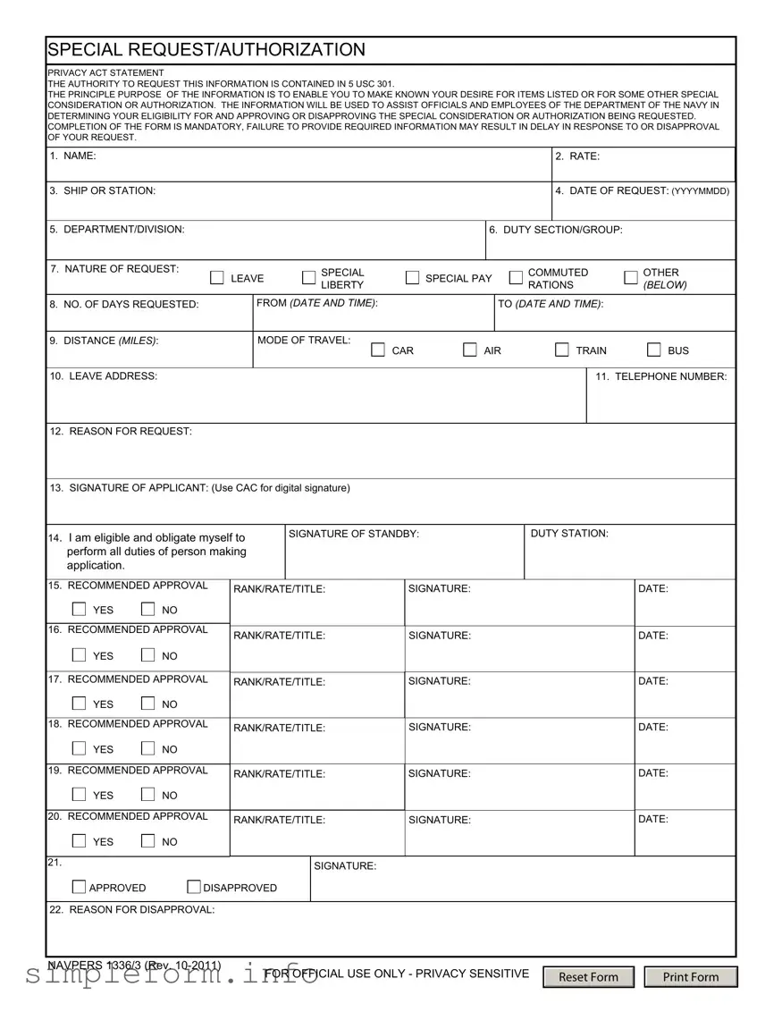 Fill Out a Valid Navpers 1336 3 Form