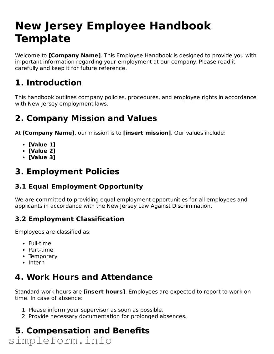 Attorney-Verified  Employee Handbook Form for New Jersey