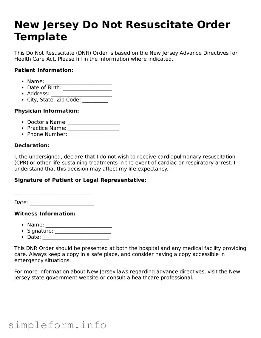Attorney-Verified  Do Not Resuscitate Order Form for New Jersey