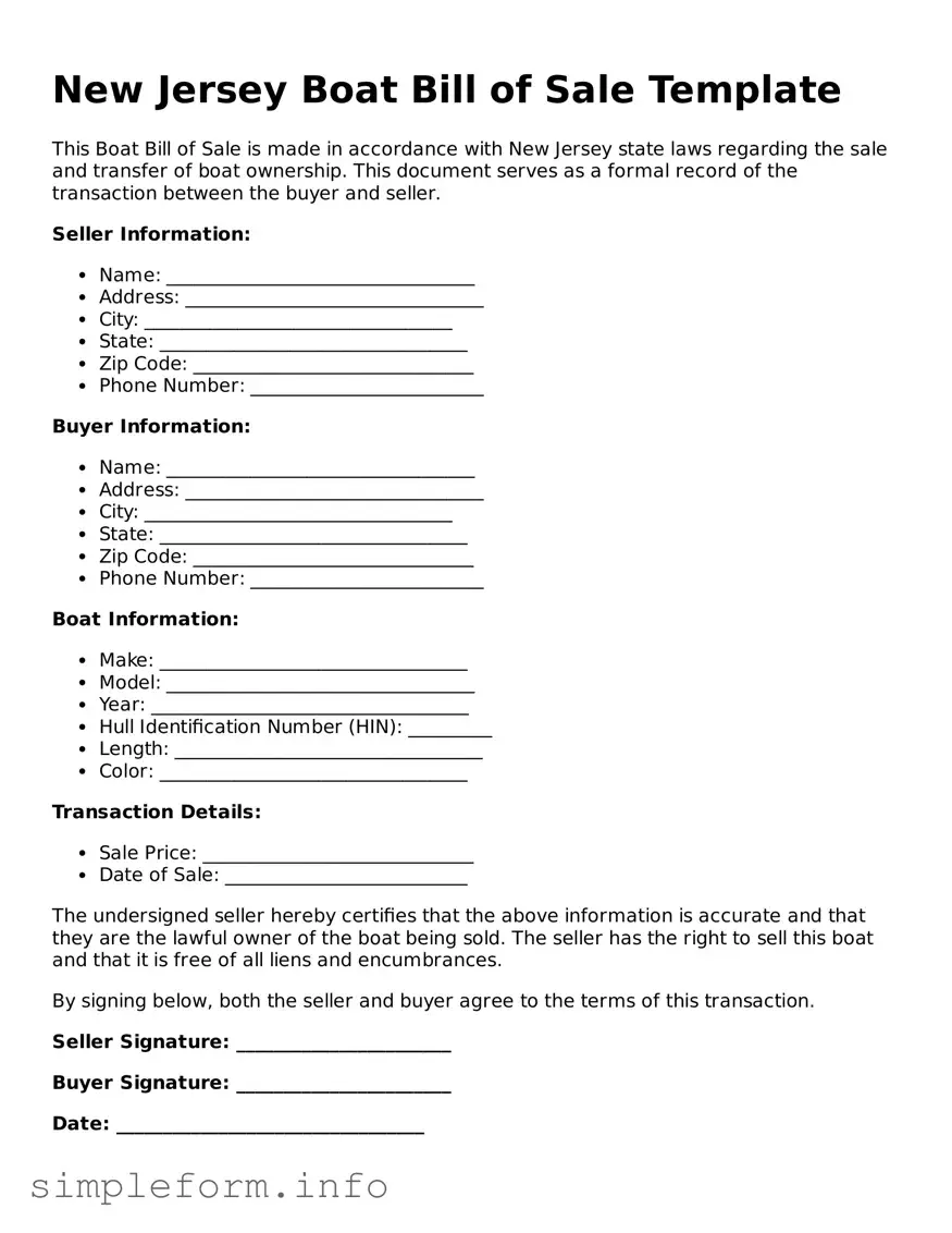 Attorney-Verified  Boat Bill of Sale Form for New Jersey