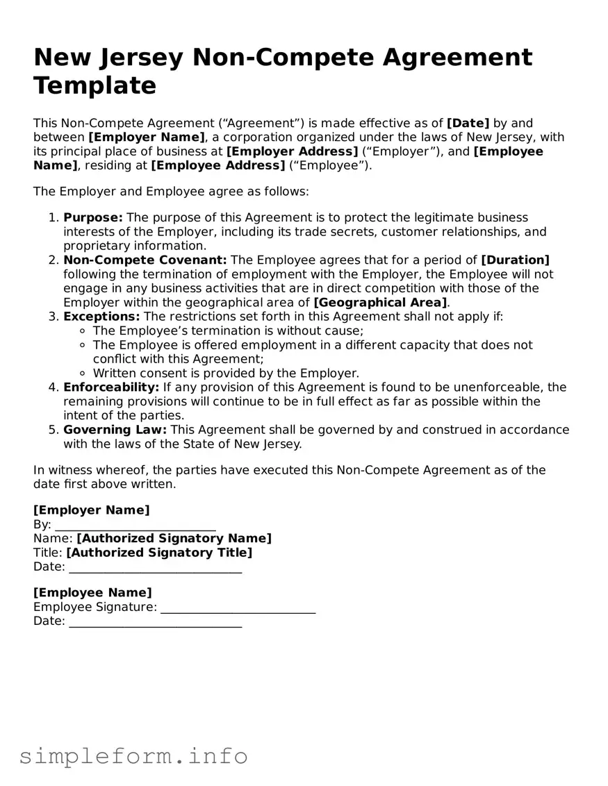 Attorney-Verified  Non-compete Agreement Form for New Jersey