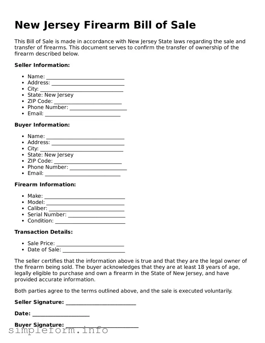 Attorney-Verified  Firearm Bill of Sale Form for New Jersey
