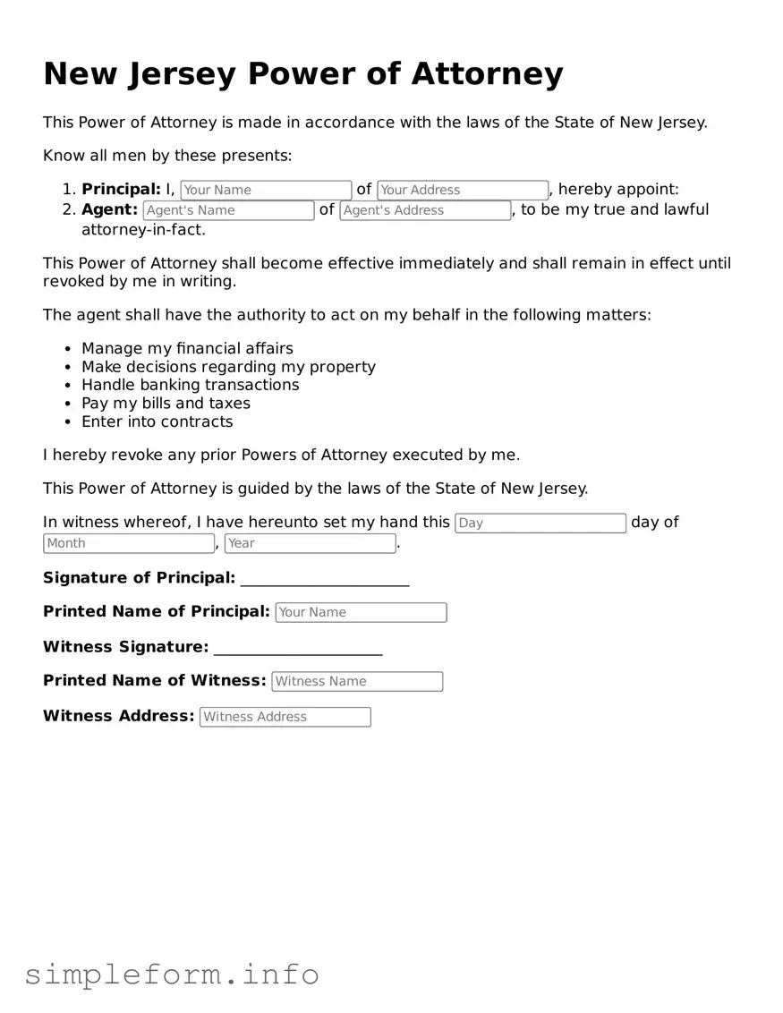 Attorney-Verified  Power of Attorney Form for New Jersey