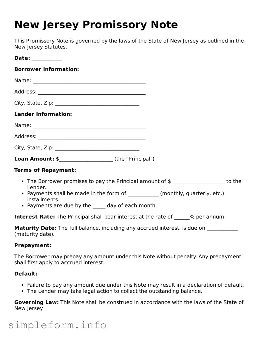 Attorney-Verified  Promissory Note Form for New Jersey
