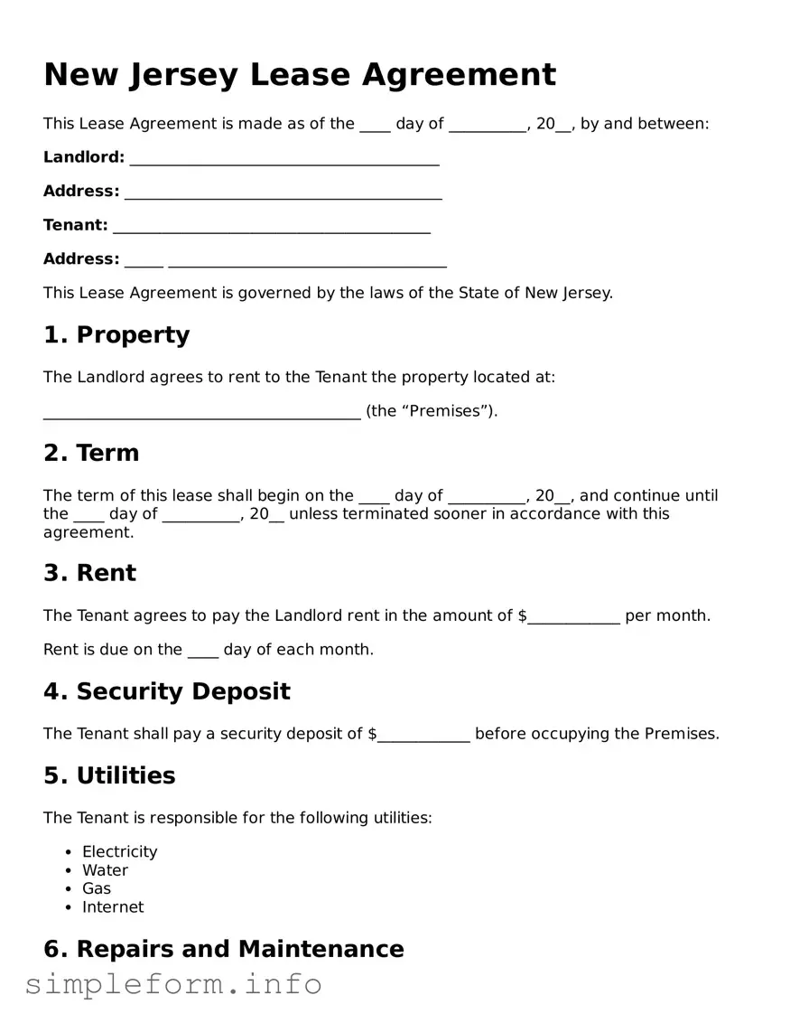 Attorney-Verified  Lease Agreement Form for New Jersey