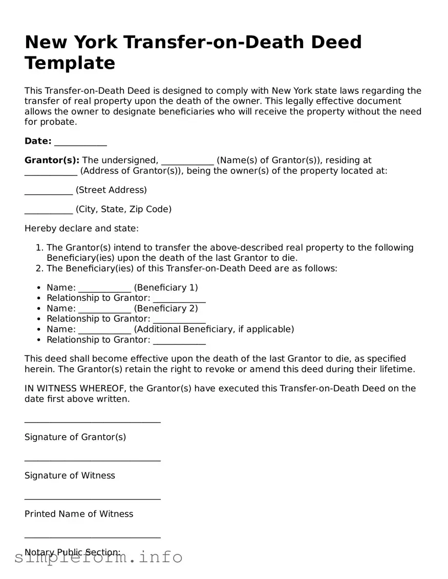 Attorney-Verified  Transfer-on-Death Deed Form for New York