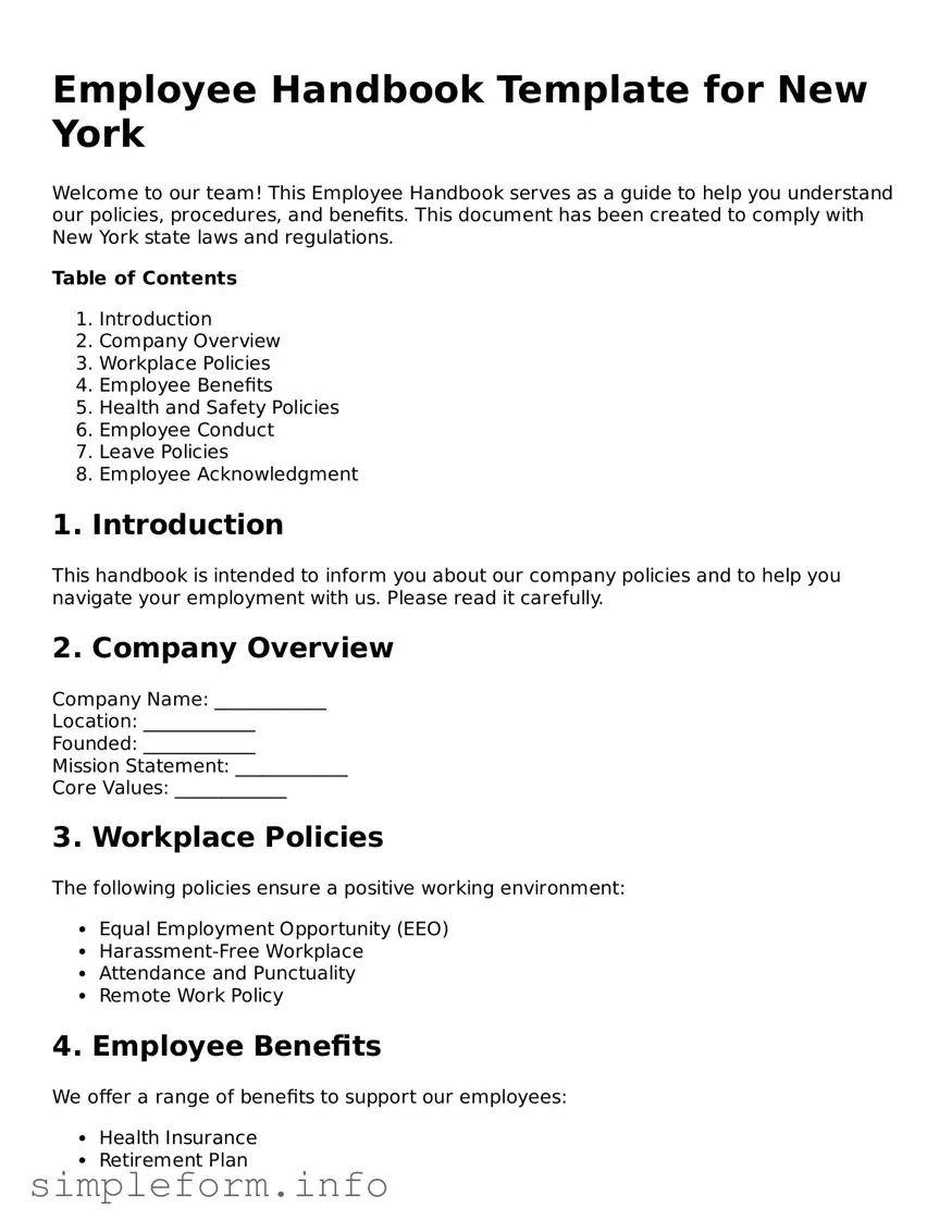 Attorney-Verified  Employee Handbook Form for New York