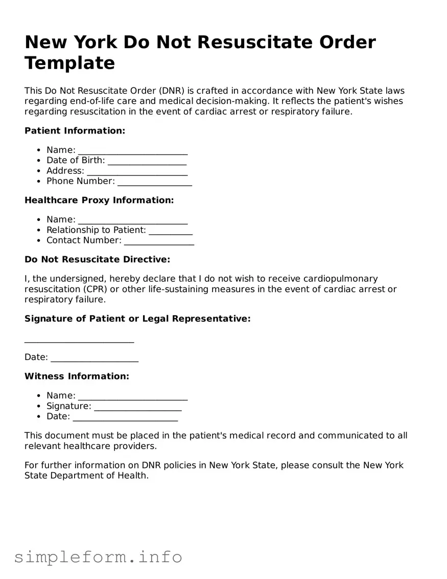 Attorney-Verified  Do Not Resuscitate Order Form for New York