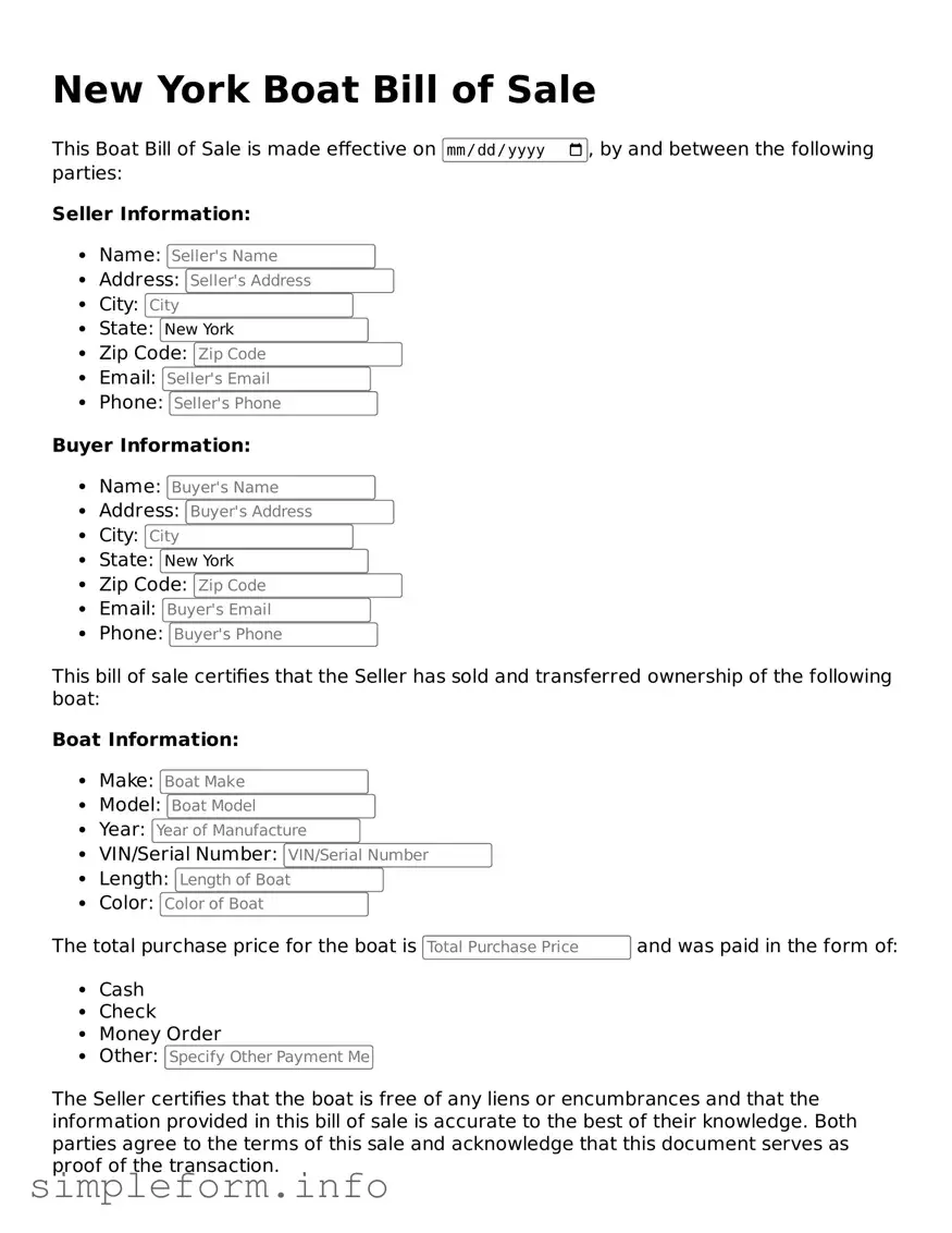 Attorney-Verified  Boat Bill of Sale Form for New York