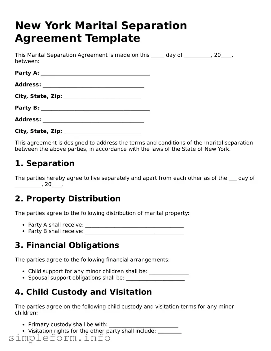 Attorney-Verified  Marital Separation Agreement Form for New York