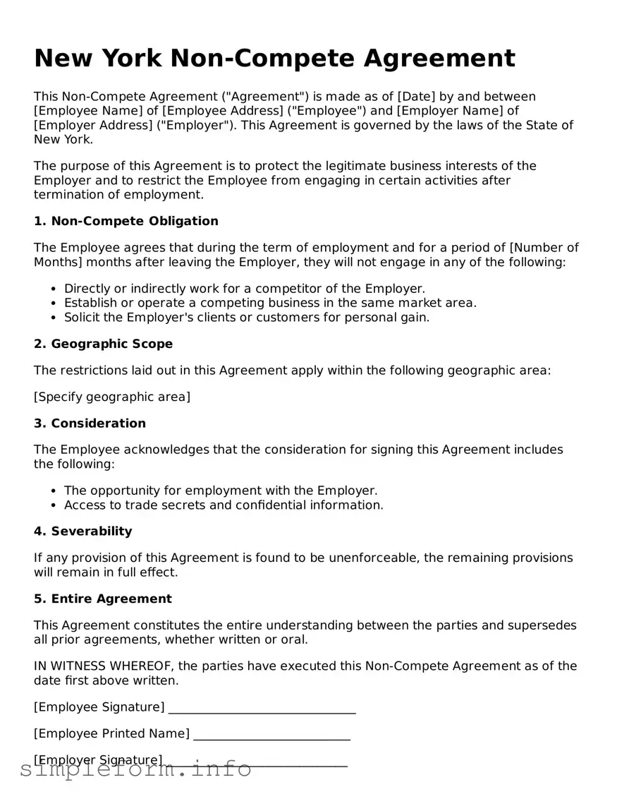 Attorney-Verified  Non-compete Agreement Form for New York