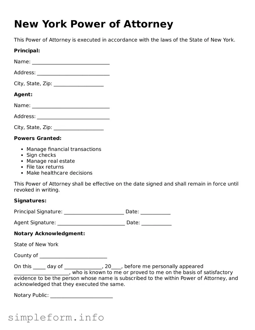 Attorney-Verified  Power of Attorney Form for New York