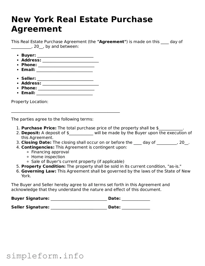 Attorney-Verified  Real Estate Purchase Agreement Form for New York