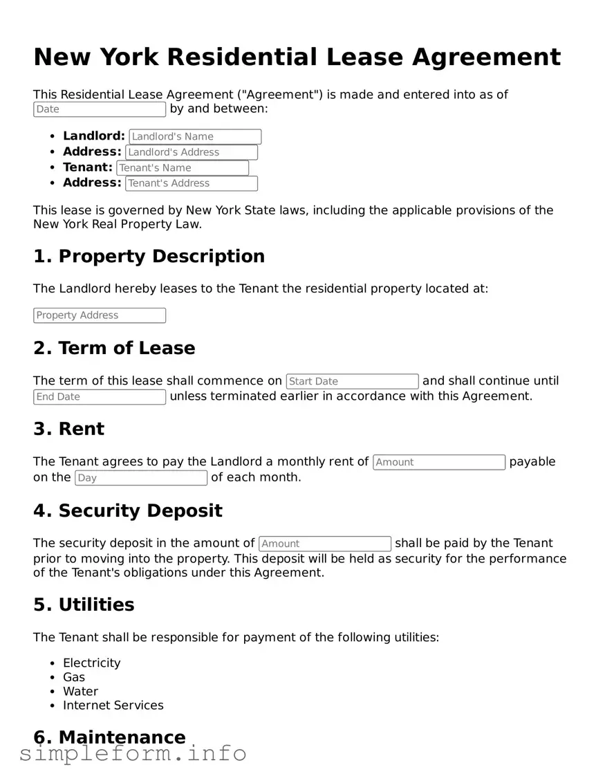 Attorney-Verified  Residential Lease Agreement Form for New York