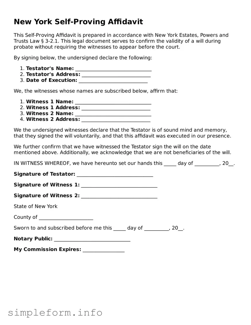 Attorney-Verified  Self-Proving Affidavit Form for New York