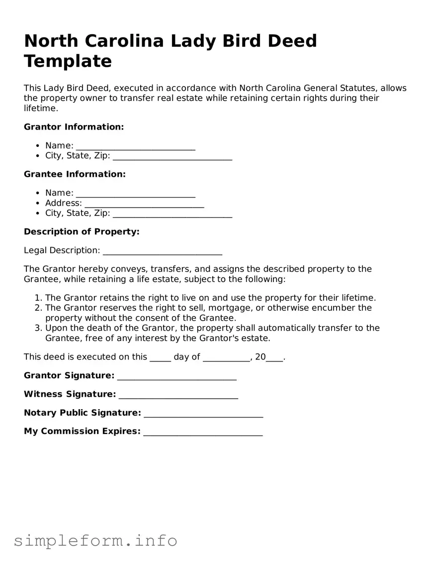 Attorney-Verified  Lady Bird Deed Form for North Carolina