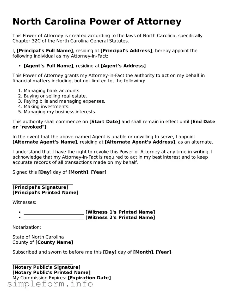 Attorney-Verified  Power of Attorney Form for North Carolina