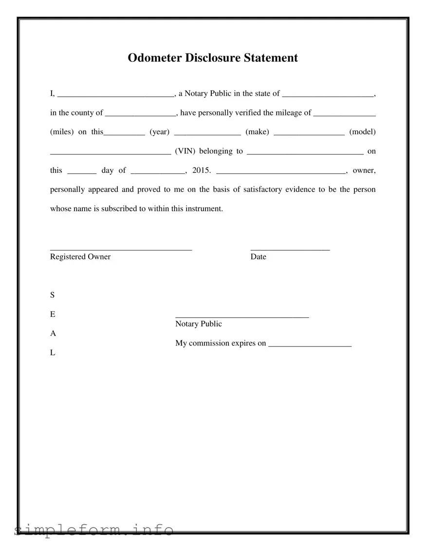 Fill Out a Valid Notarized Odometer Statement Form