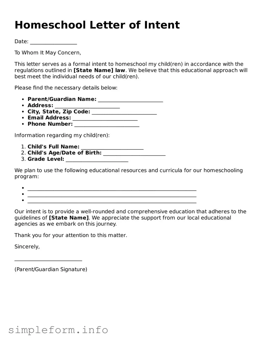 Attorney-Approved Homeschool Letter of Intent Document