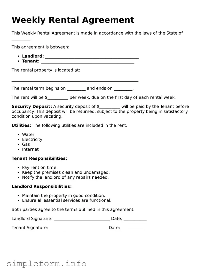 Attorney-Approved Weekly Rental Agreement Document
