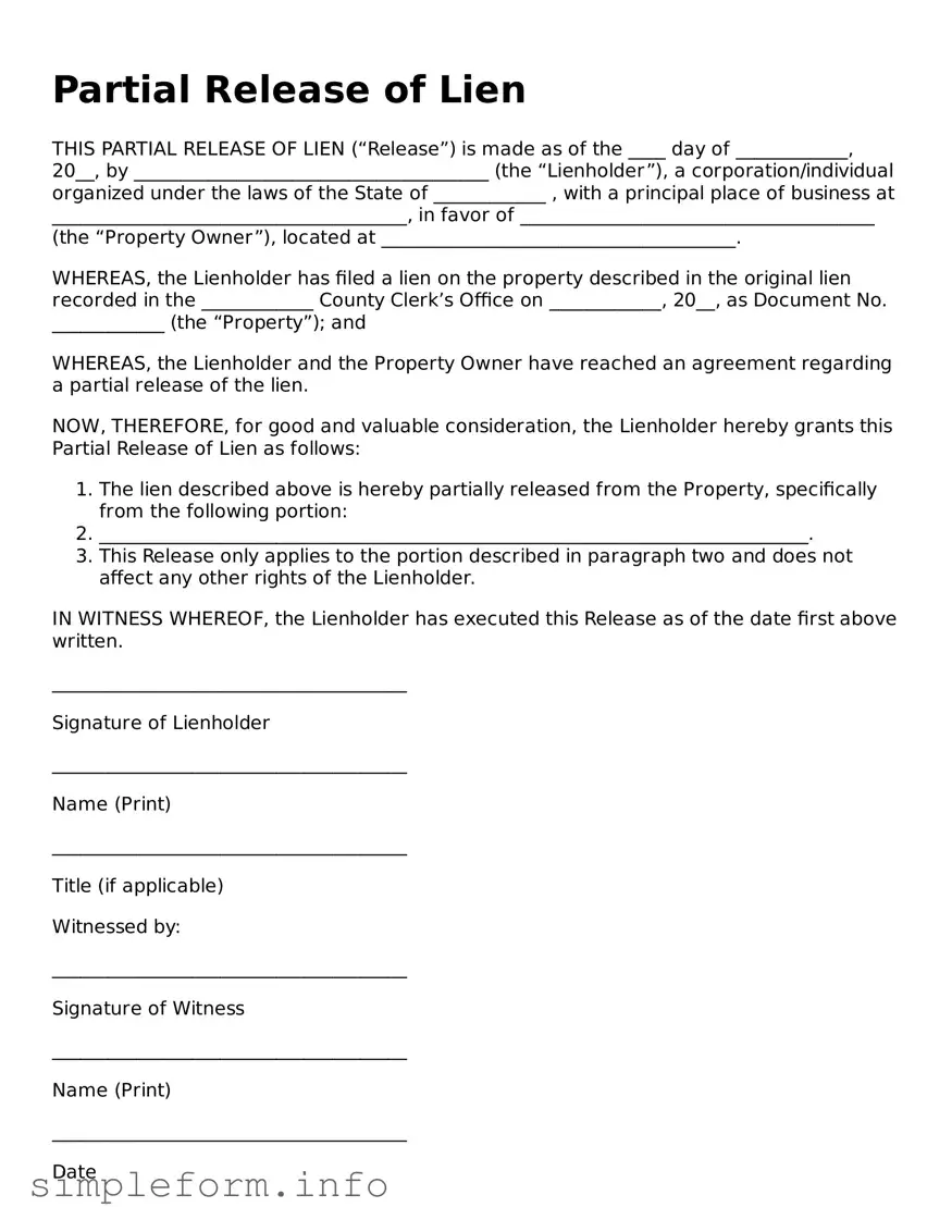 Attorney-Approved Partial Release of Lien Document