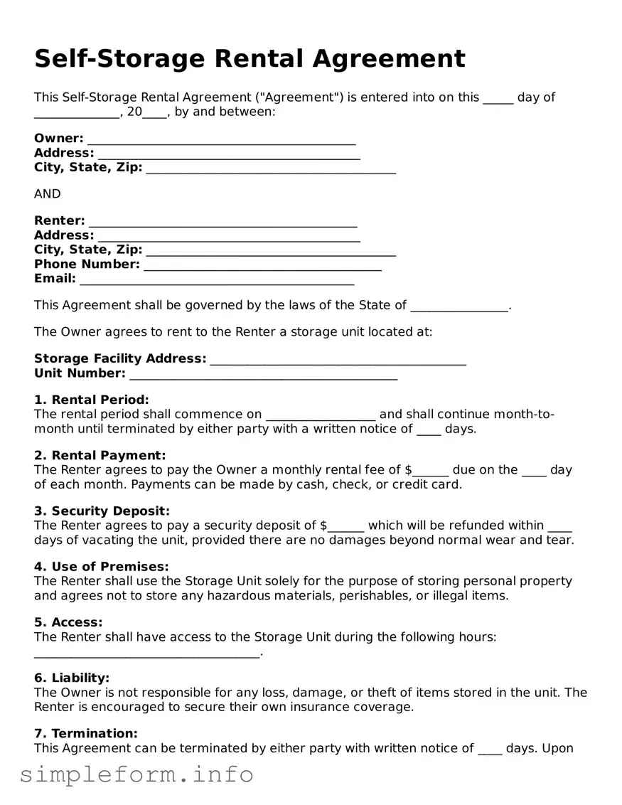 Attorney-Approved Self-Storage Rental Agreement Document