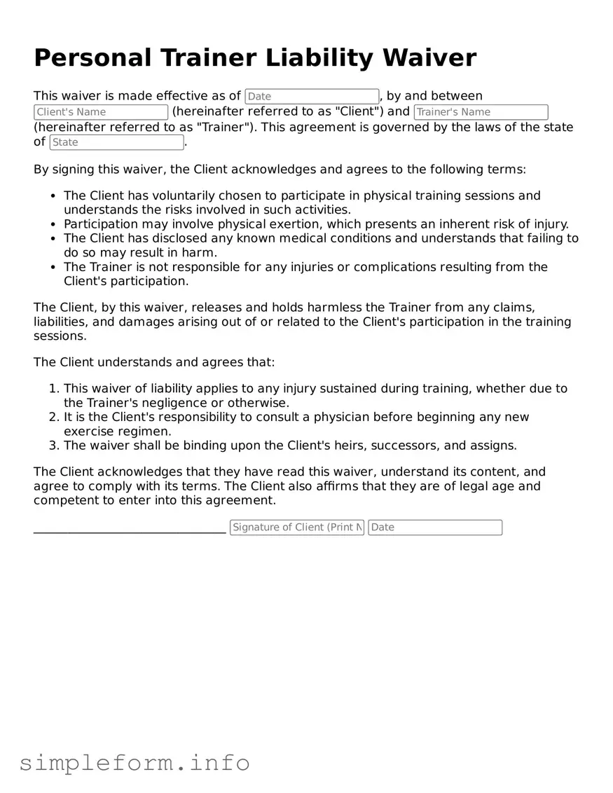 Attorney-Approved Personal Trainer Liability Waiver Document