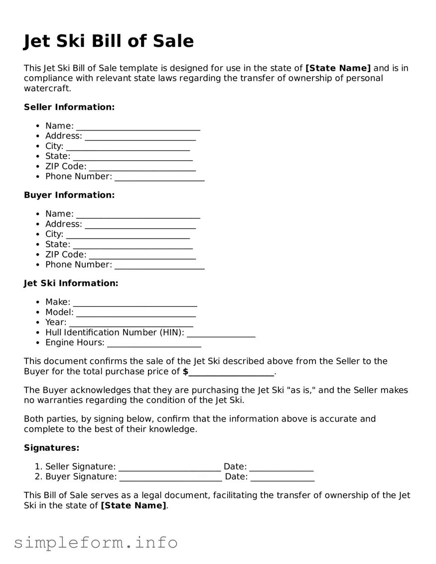 Attorney-Approved Jet Ski Bill of Sale Document