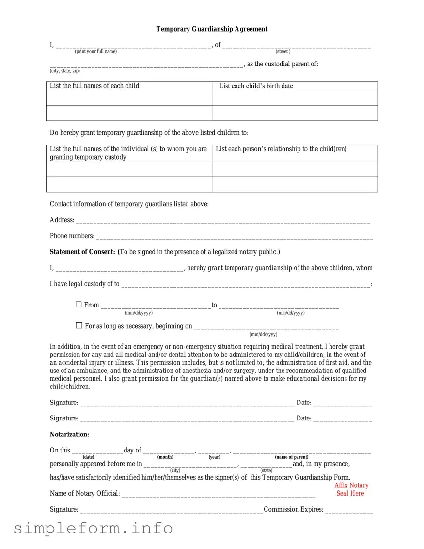 Fill Out a Valid Temporary Custody Form