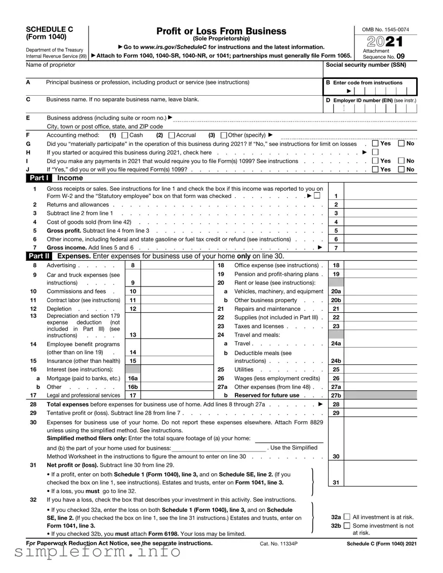 Fill Out a Valid IRS Schedule C 1040 Form