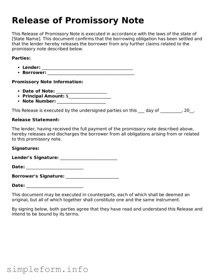 Attorney-Approved Release of Promissory Note Document