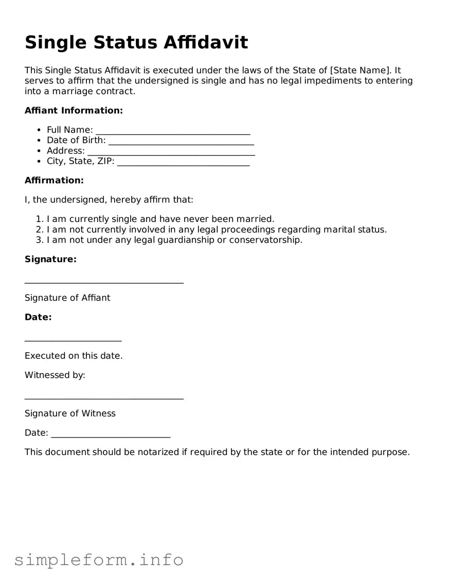 Attorney-Approved Single Status Affidavit Document