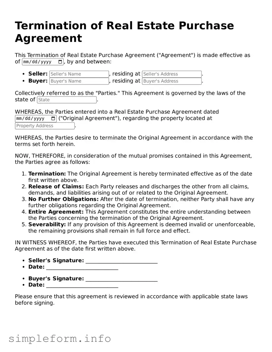 Attorney-Approved Termination of Real Estate Purchase Agreement Document