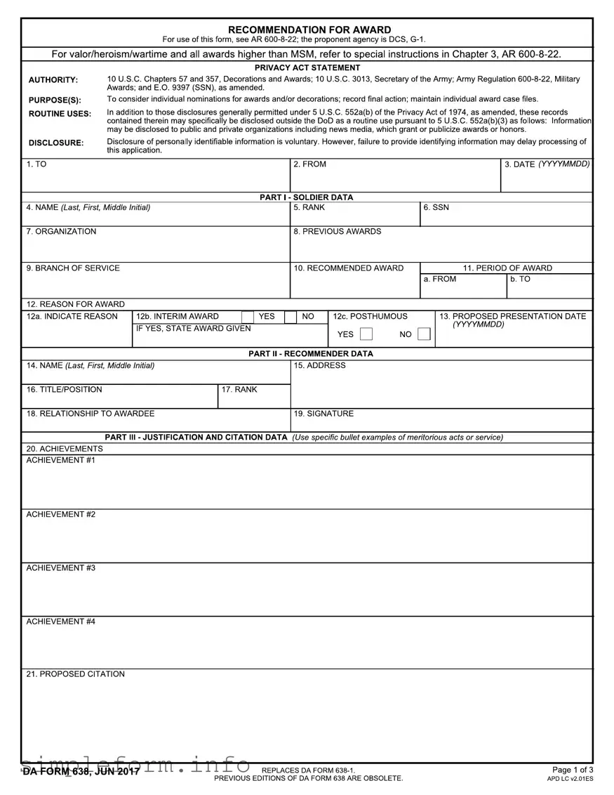 Fill Out a Valid Da 638 Form
