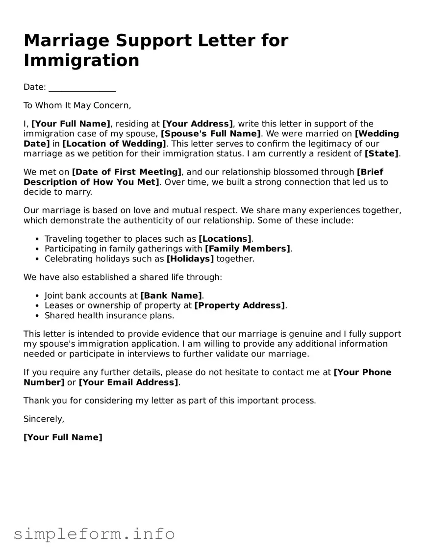 Attorney-Approved Marriage Support Letter for Immigration Document