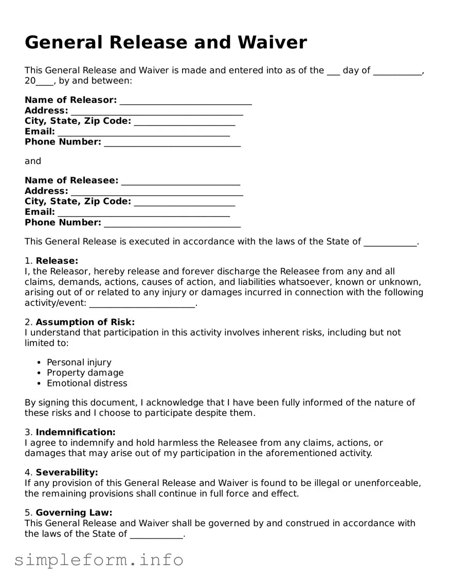 Attorney-Approved General Release and Waiver Document
