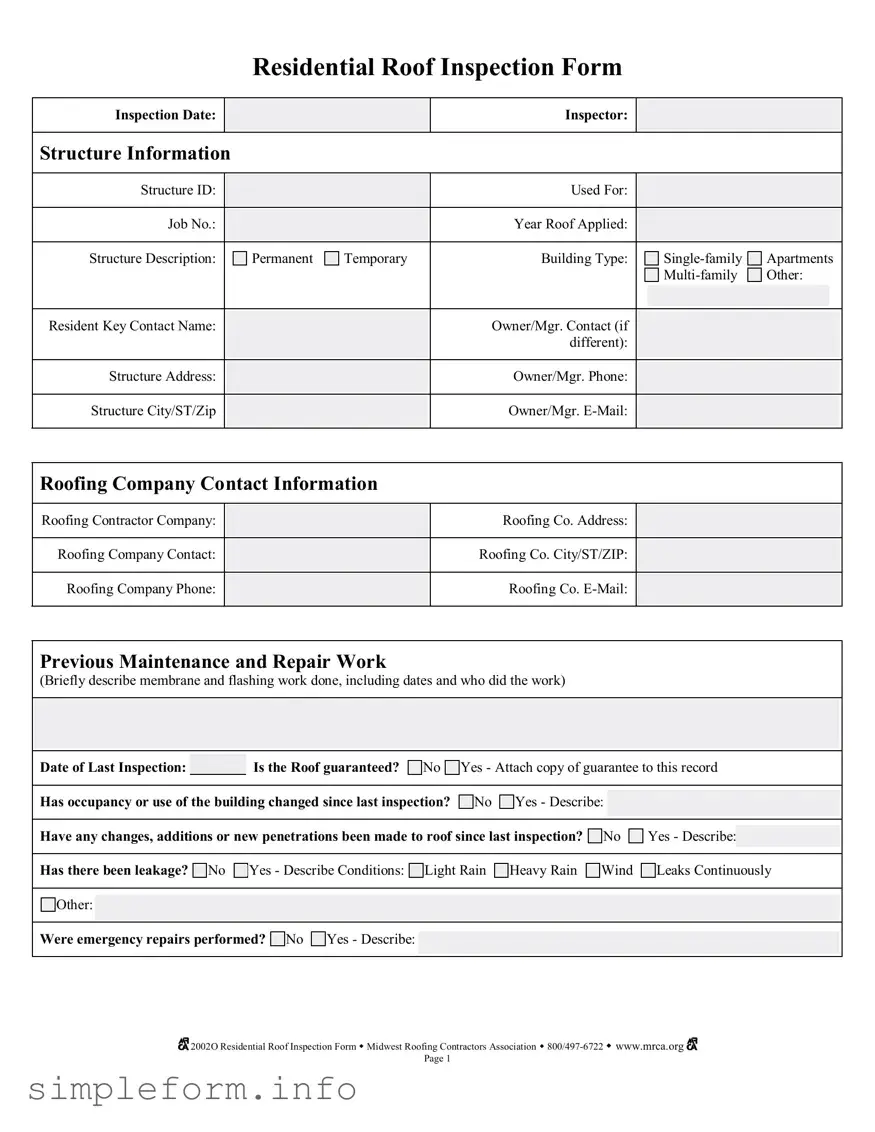 Fill Out a Valid Roof Inspection Form