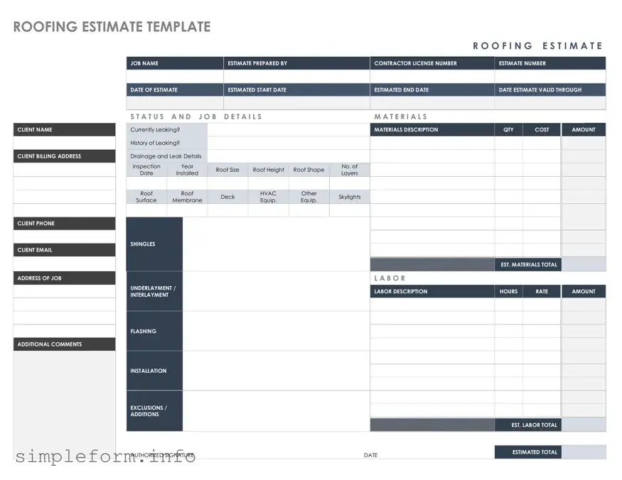 Fill Out a Valid Roofing Estimate Form