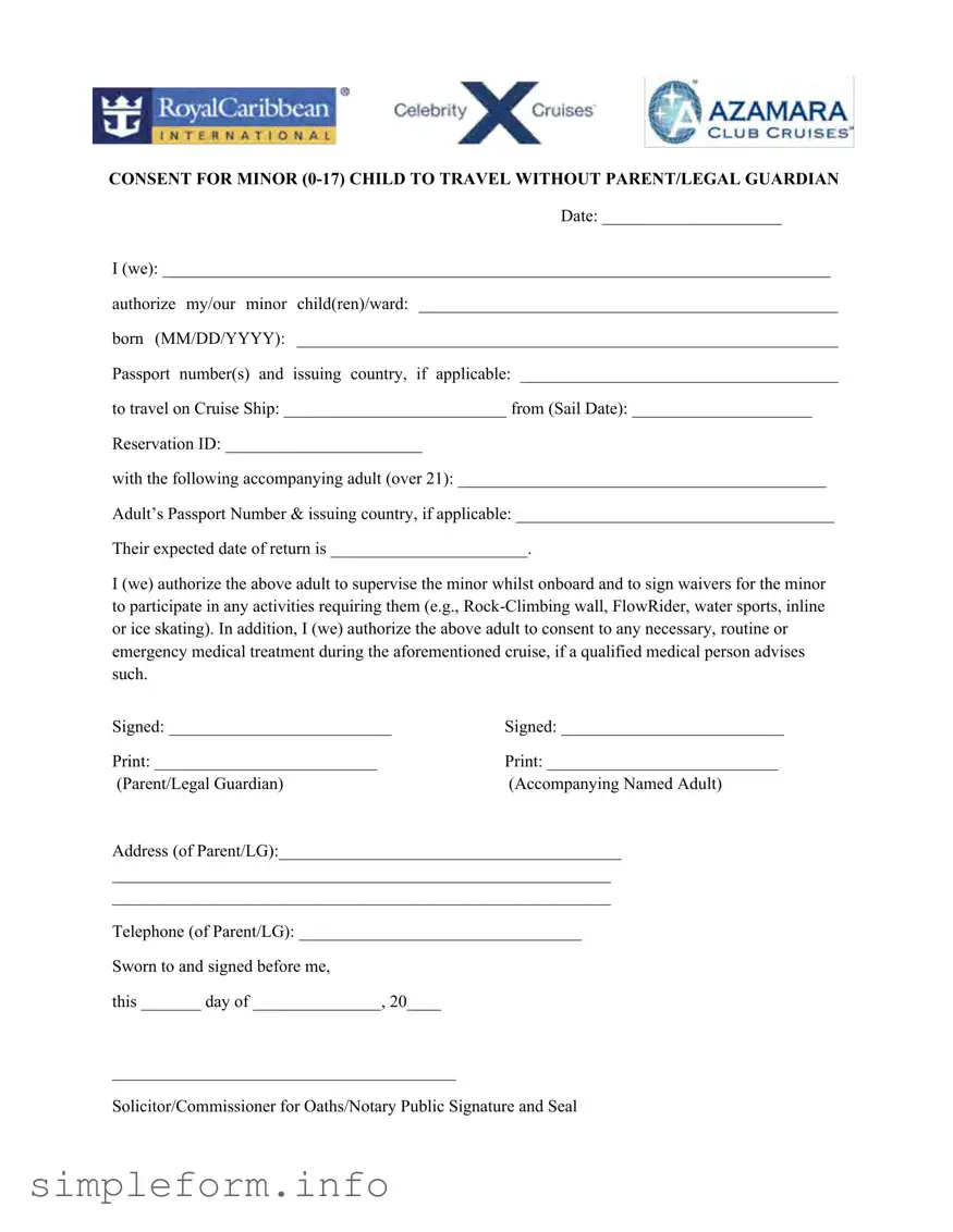 Fill Out a Valid Royal Caribbean Parental Consent Form