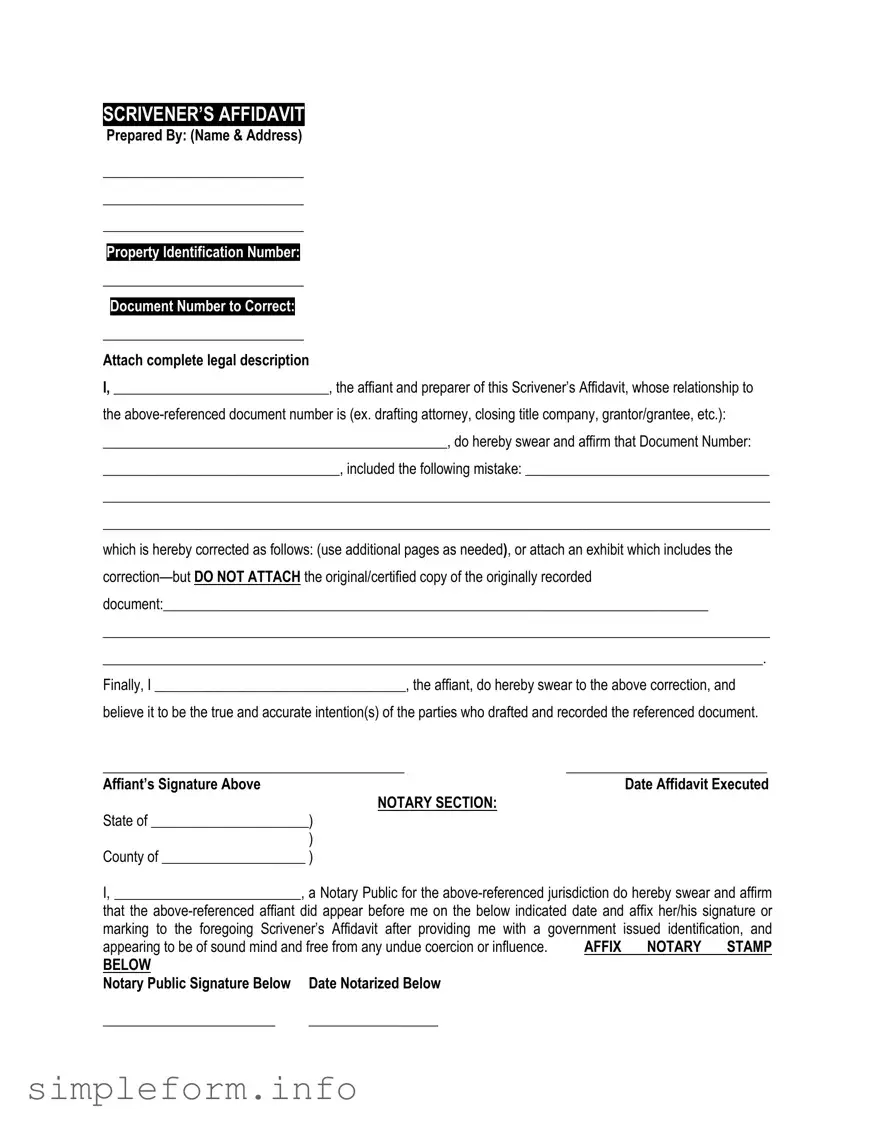 Fill Out a Valid Scrivener's Affidavit Form