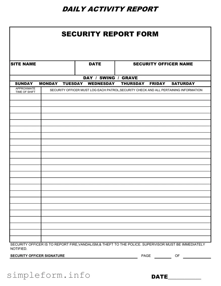Fill Out a Valid Security Guard Daily Report Sample Form