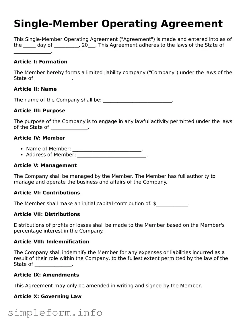 Attorney-Approved Single-Member Operating Agreement Document